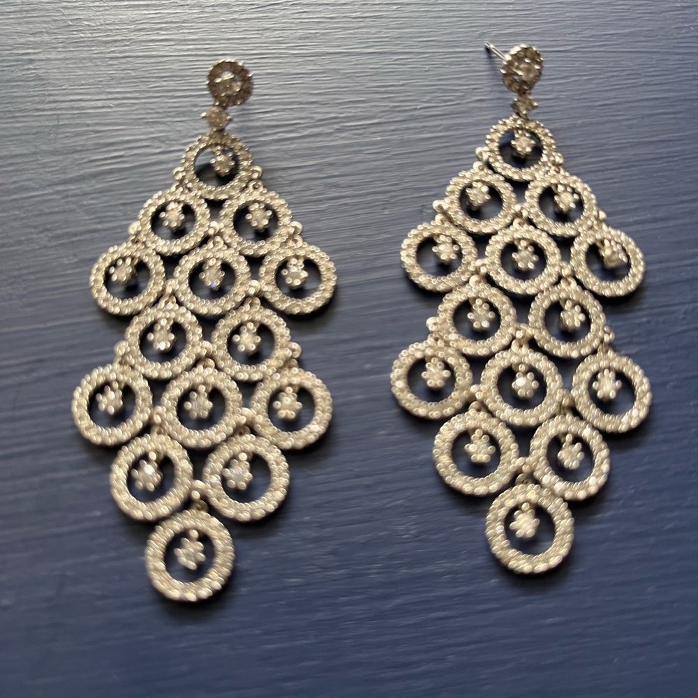 Elegant Platinum Chandelier Earrings